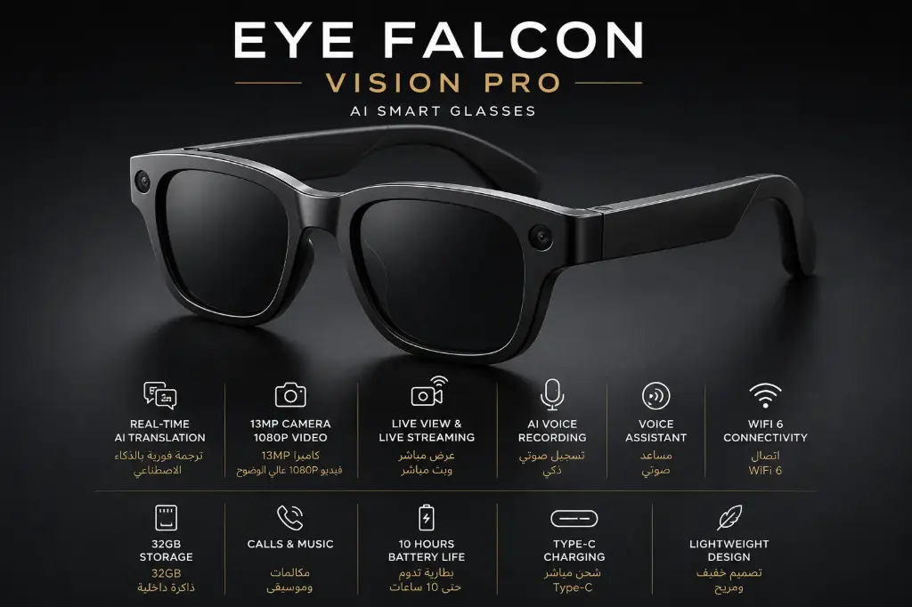 EYE FALCON Vision Pro AI Smart Glasses