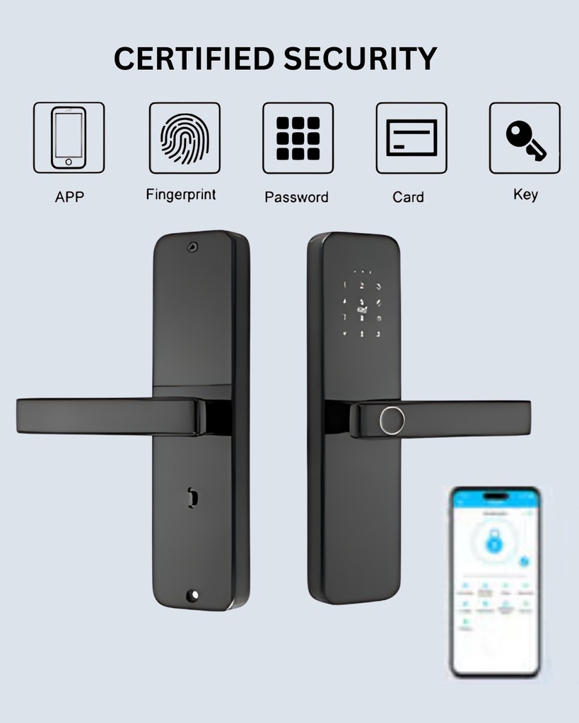  M6000.2 Series Smart Home Lock with Remote App Control with Fingerprint, Smart Entry with Number and Wi-Fi Silver Frame