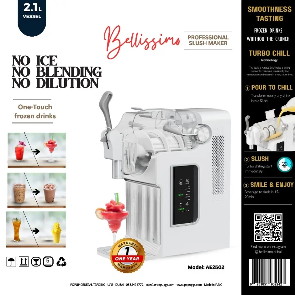 Bellissimo Super Slush – 2.1L Home Slush Maker | Slush in 15 Minutes | No Ice Needed 